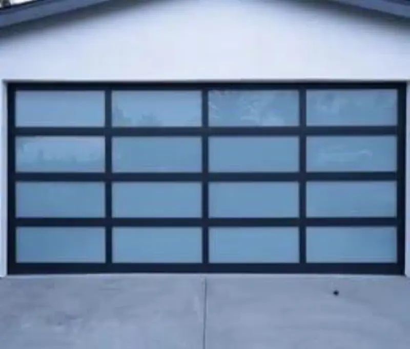 Compact garage door with upper windows